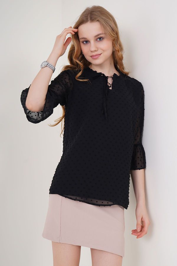 Bigdart Bigdart 0415 Black Chiffon Blouse