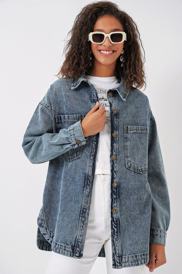 Bigdart Bigdart 0659 Boyfriend Jean Shirt - Blue