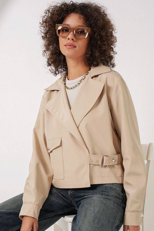Bigdart Bigdart 0712 Double Breasted Short Trench Coat - Beige