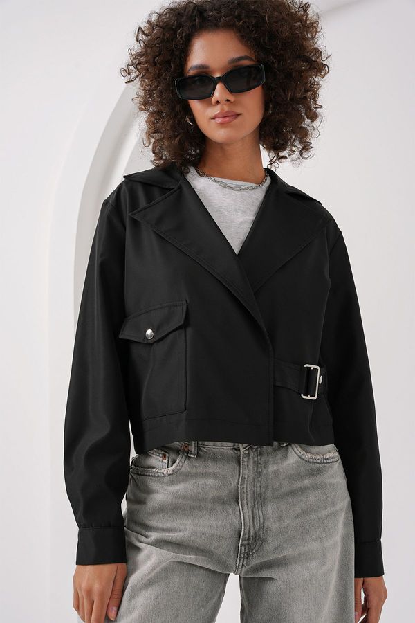 Bigdart Bigdart 0712 Double Breasted Short Trench Coat - Black