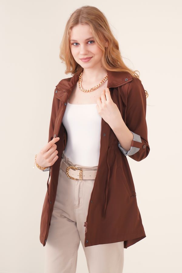 Bigdart Bigdart 10322 Trench Coat with Pleated Waist - Cappuccino