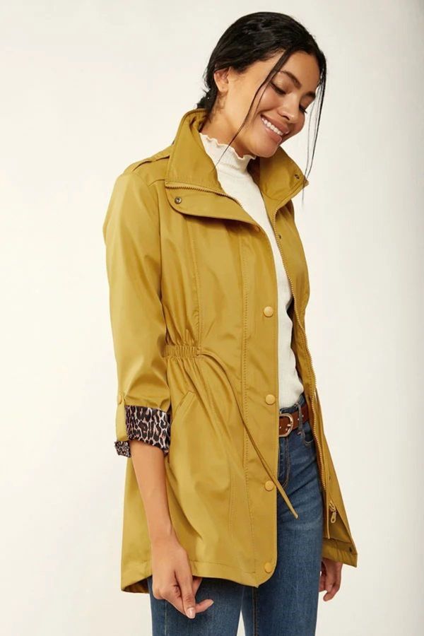 Bigdart Bigdart 10322 Trench Coat with Pleated Waist - Mustard