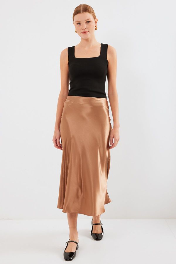 Bigdart Bigdart 15806 Satin Skirt - M. Brown