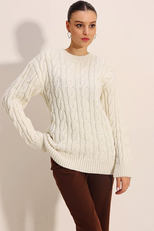 Bigdart Bigdart 15849 Thick Knit Knitwear Sweater - White