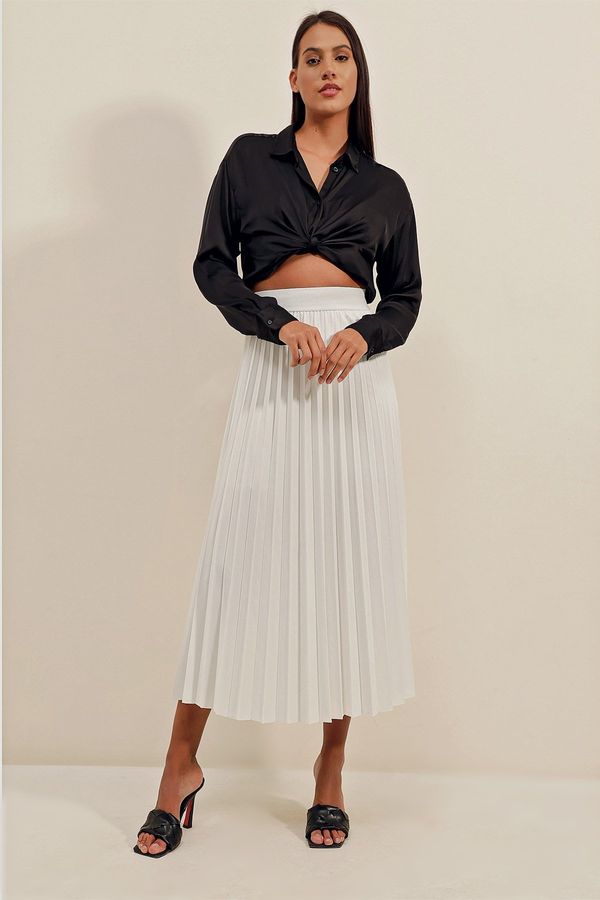 Bigdart Bigdart 1894 Leather Look Pleated Skirt - White