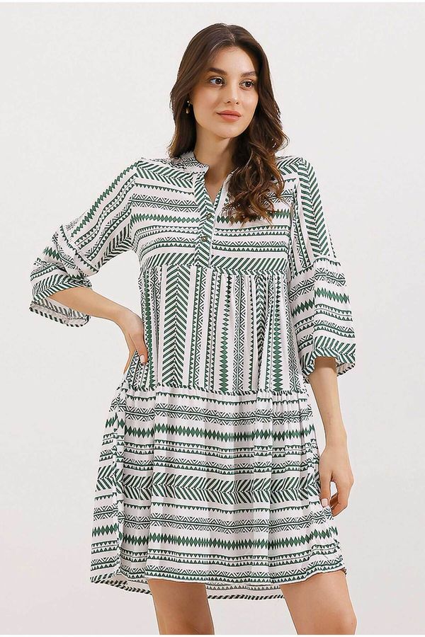 Bigdart Bigdart 1975 ETHNIC PATTERN DRESS - Khaki