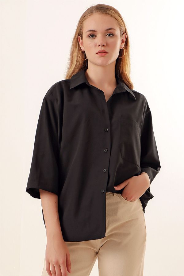 Bigdart Bigdart 20124 Oversize Pocket Shirt - Black