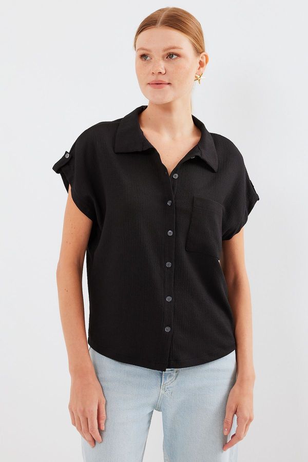 Bigdart Bigdart 20256 Cuffed Double Short Sleeve Shirt - Black