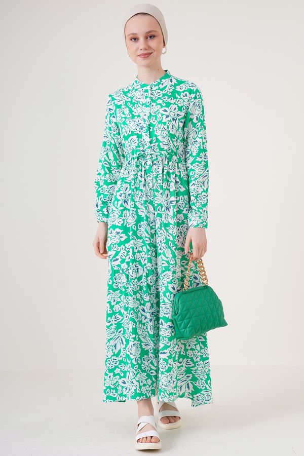 Bigdart Bigdart 2144 Large Collar Hijab Dress - Green