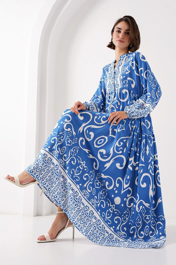 Bigdart Bigdart 2423 Authentic Patterned Dress - B. Indigo