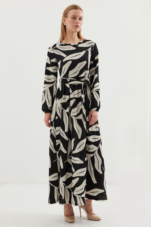 Bigdart Bigdart 2488 Patterned Long Knitted Dress - Black - White