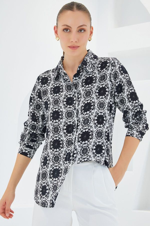 Bigdart Bigdart 3721 Graphic Patterned Shirt - Dark Black