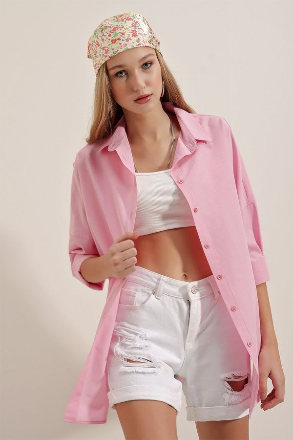 Bigdart Bigdart 3900 Oversize Basic Long Shirt - Pink