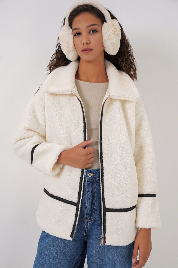 Bigdart Bigdart 5173 Lined Plush Jacket - Ecru