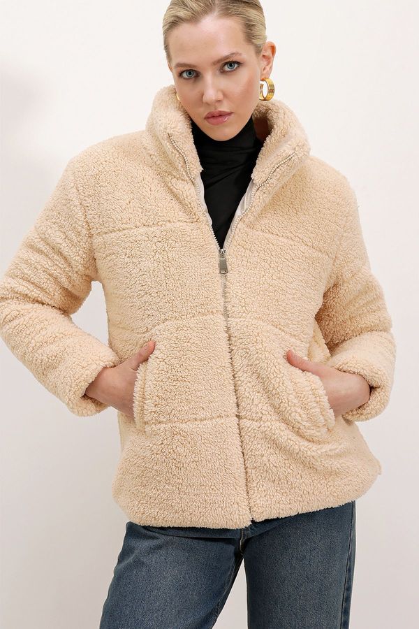 Bigdart Bigdart 5178 Lined Plush Coat - Cream