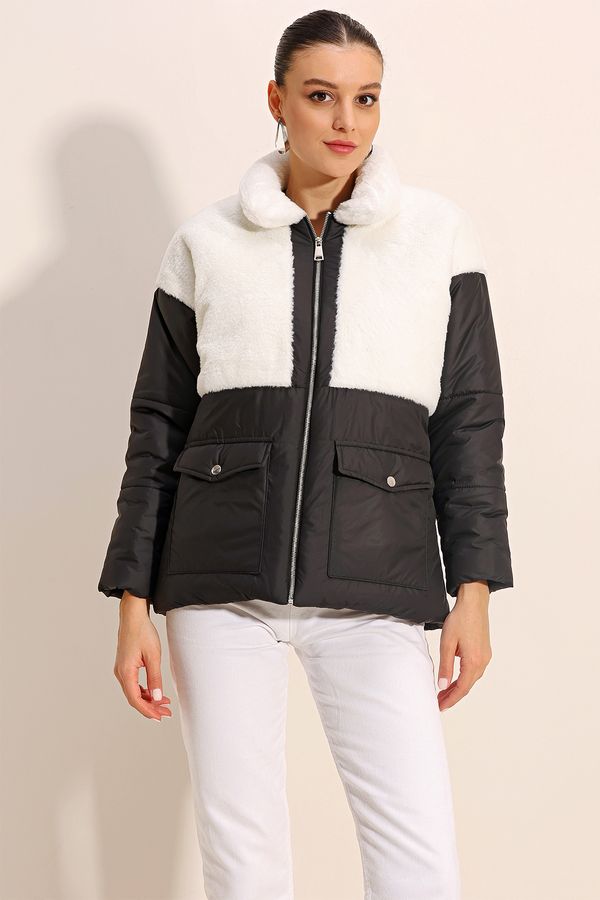 Bigdart Bigdart 5179 Faux Für Detailed Puffer Coat - White