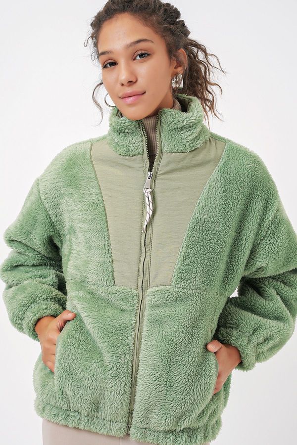 Bigdart Bigdart 5194 Women's Plush Coat Jacket - Green