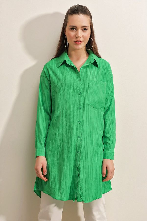 Bigdart Bigdart 5884 Long Woven Shirt - Green