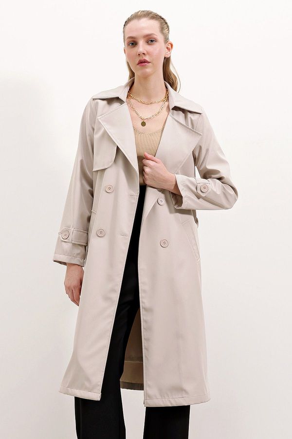 Bigdart Bigdart 5918 Double Breasted Collar Trench Coat - Beige