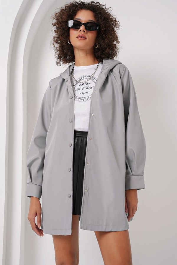 Bigdart Bigdart 5934 Hooded Trench Coat - Gray