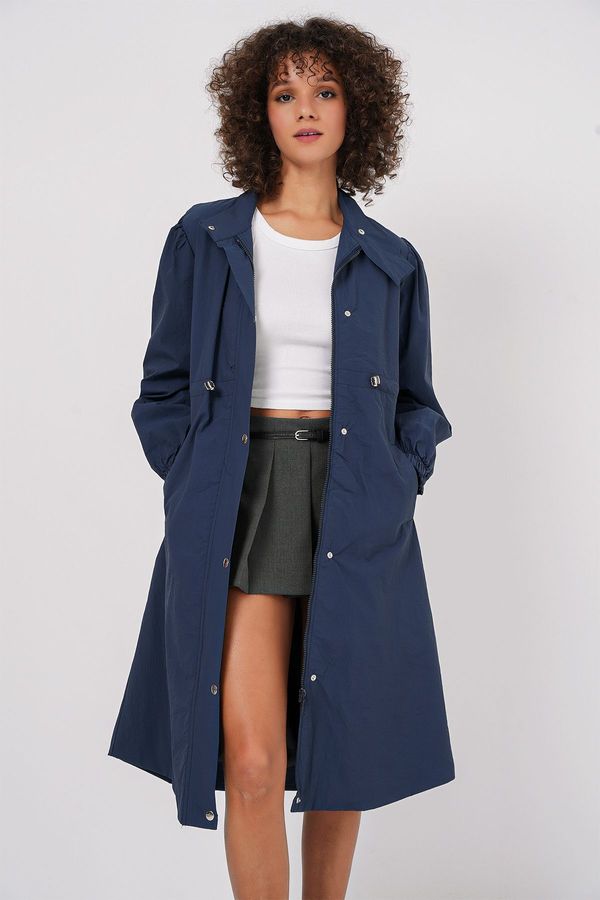 Bigdart Bigdart 5939 Lined Long Trench Coat - Navy Blue