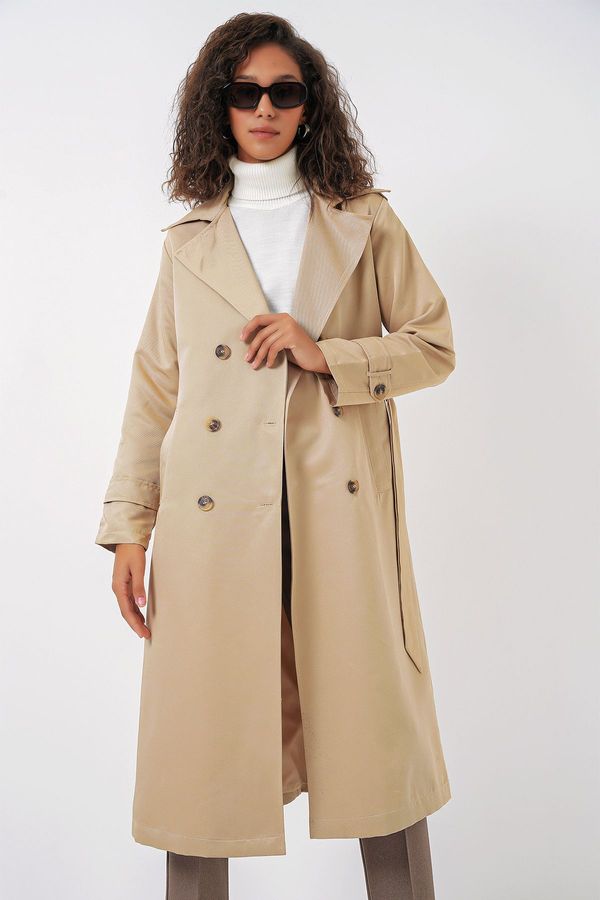 Bigdart Bigdart 5940 Women's Double-breasted Long Trench Coat - Beige