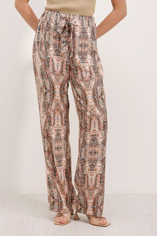 Bigdart Bigdart 6523 Patterned Wide Leg Trousers - Cream