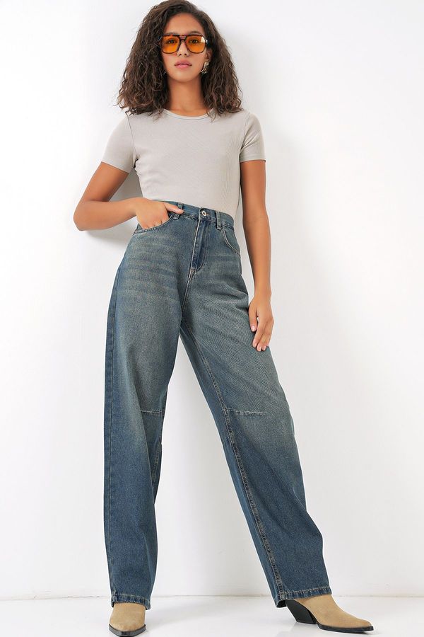 Bigdart Bigdart 6689 Women's High Waist Baggy Jeans - Indigo