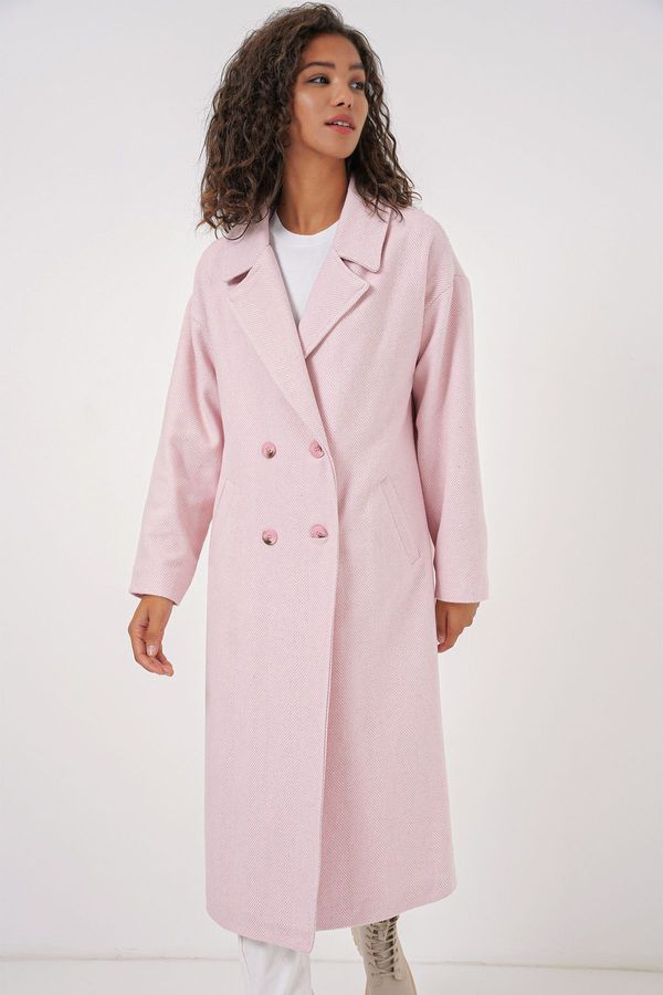 Bigdart Bigdart 9113 Oversize Wide Cut Wool Long Cashew Coat - Powder