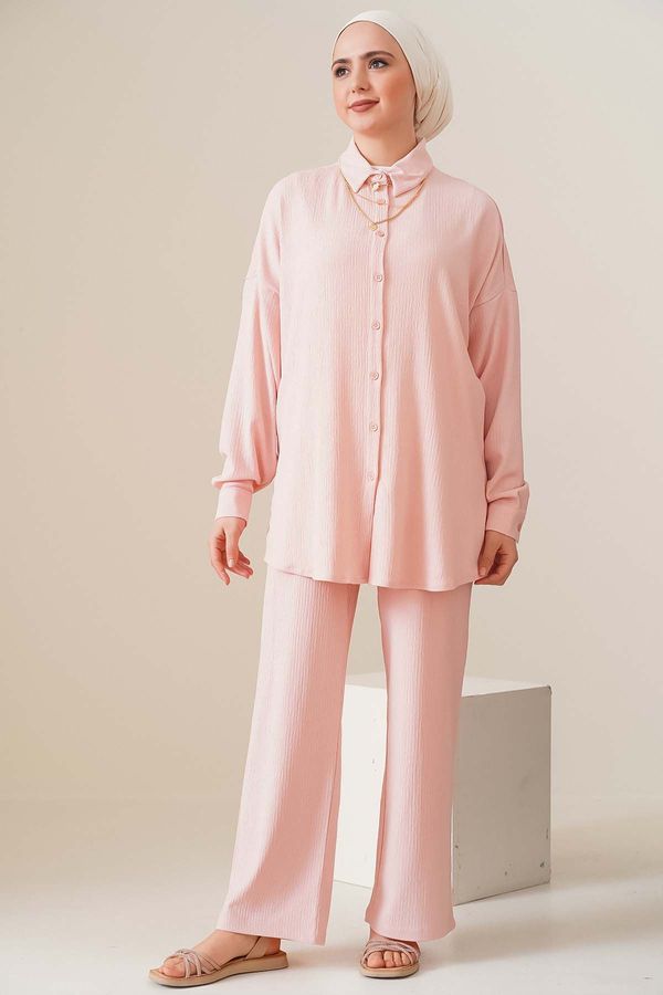 Bigdart Bigdart T5858 Knitted Hijab Double Suit - Powder