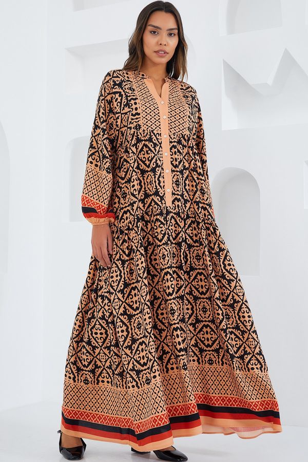 Bigdart Bigdart Women&#39;s Beige Black Viscose Hijab Dress 2423