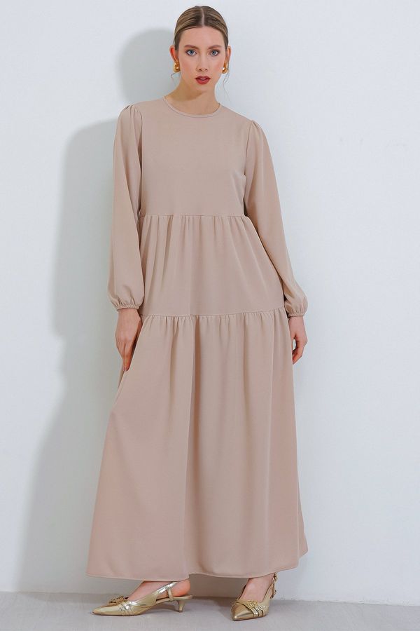 Bigdart Bigdart Women's Cream Long-Length Knitted Hijab Dress 2482