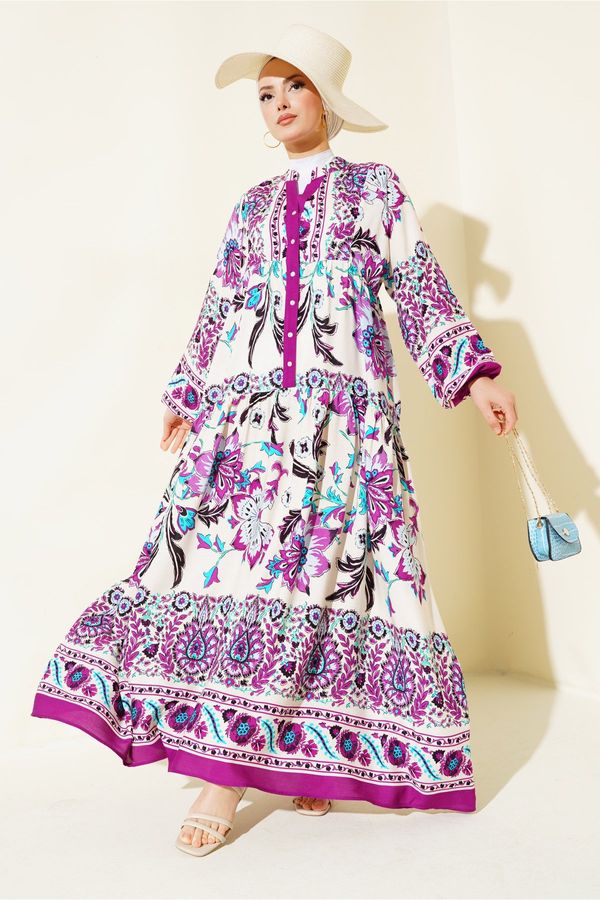 Bigdart Bigdart Women's Plum Cream Viscose Hijab Dress 2423