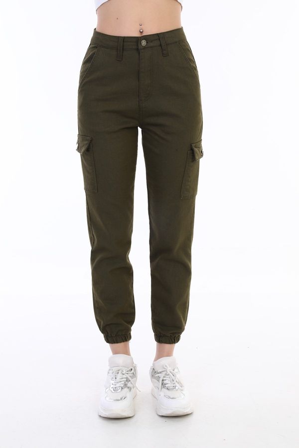 BİKELİFE BİKELİFE Khaki Cargo Pocket Gabardine Fabric Trousers
