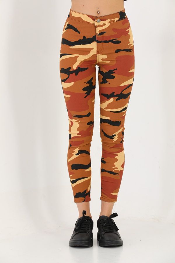 BİKELİFE BİKELİFE Tile Camouflage Pattern Gabardine Leggings Trousers
