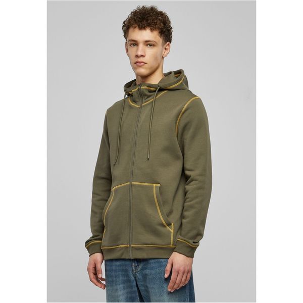 Urban Classics Biocontrast Flat Zip Sweatshirt Olive/Yellow
