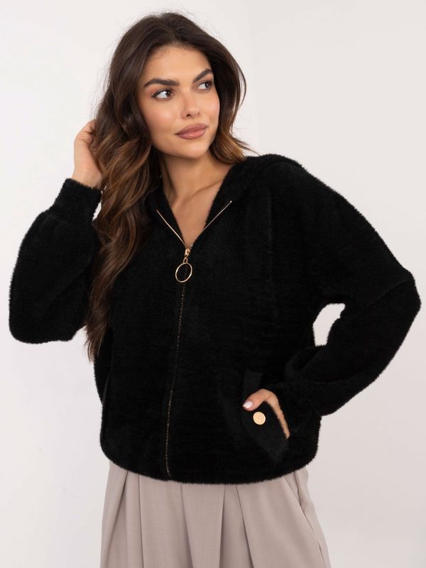 Fashionhunters Black Alpaca Jacket with Zipper