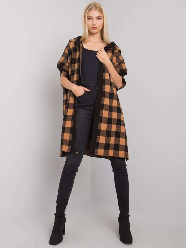 Fashionhunters Black and camel cardigan with hood from Lovington