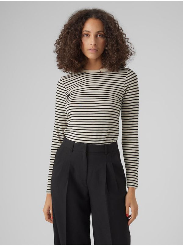 Vero Moda Black and cream women's striped T-shirt Vero Moda Fiona - Women