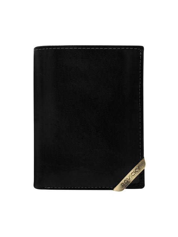 Fashionhunters Black and dark brown men's wallet with gold accent