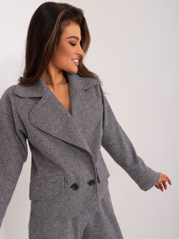 Fashionhunters Black and gray women's jacket with herringbone