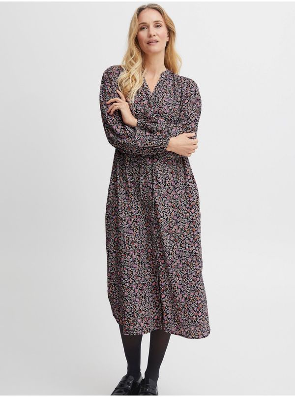 Fransa Black & Pink Women Flored Shirt Midishats Fransa - Women