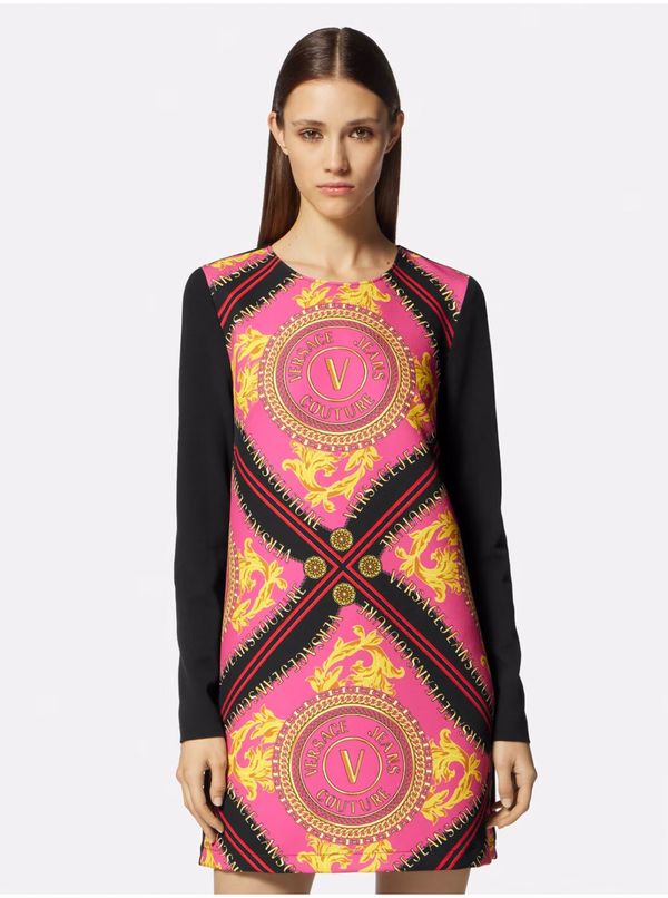 Versace Jeans Couture Black and pink women's patterned dress Versace Jeans Couture - Women