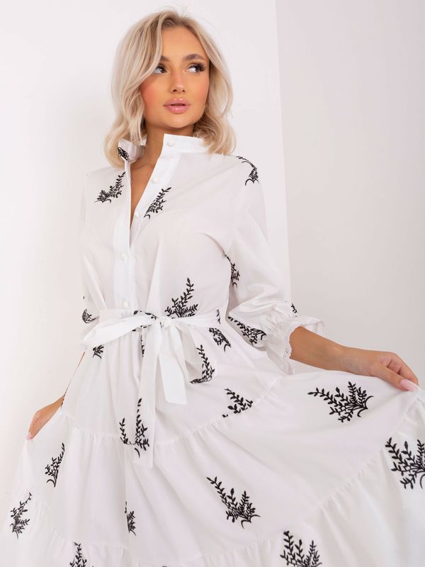 Fashionhunters Black and white flowing dress with frills