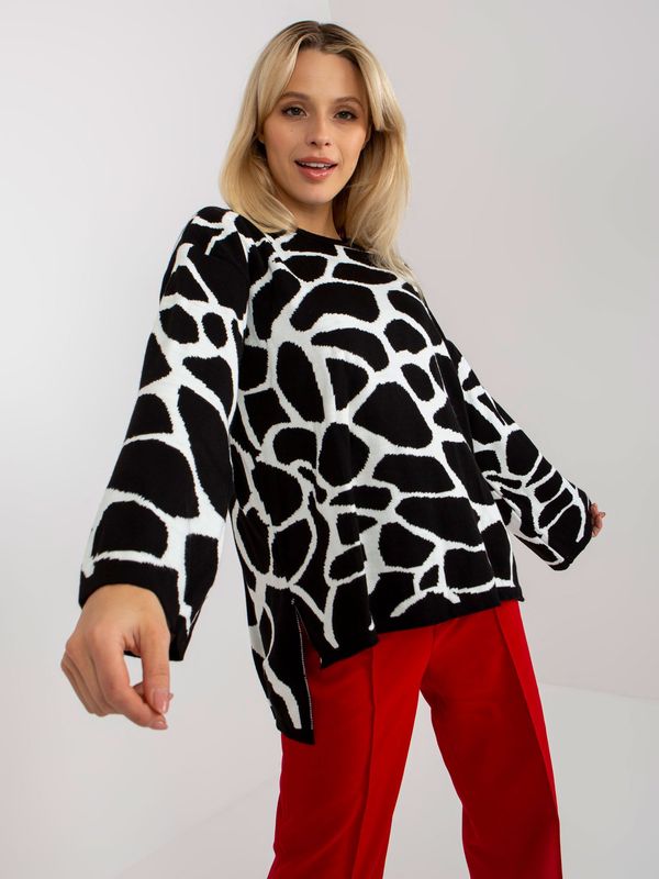 Fashionhunters Black and white patterned oversize sweater