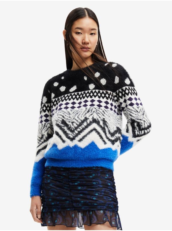 DESIGUAL Black and White Women Patterned Sweater Desigual Colorado - Women