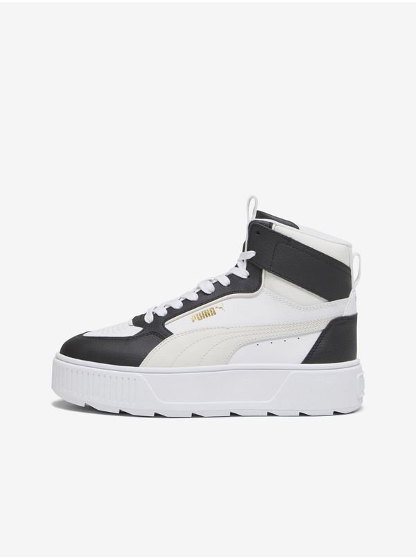 Puma Black and White Women's Leather Ankle Sneakers on Puma Karm Platform - Women