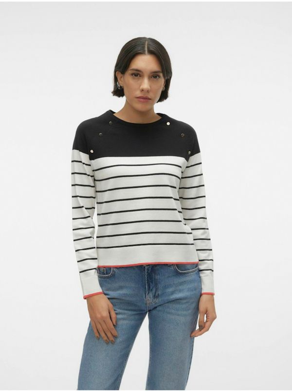 Vero Moda Black and White Women's Striped Sweater Vero Moda Alma - Women