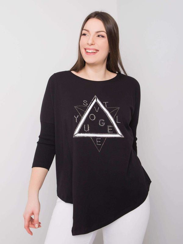 Fashionhunters Black asymmetrical blouse size plus