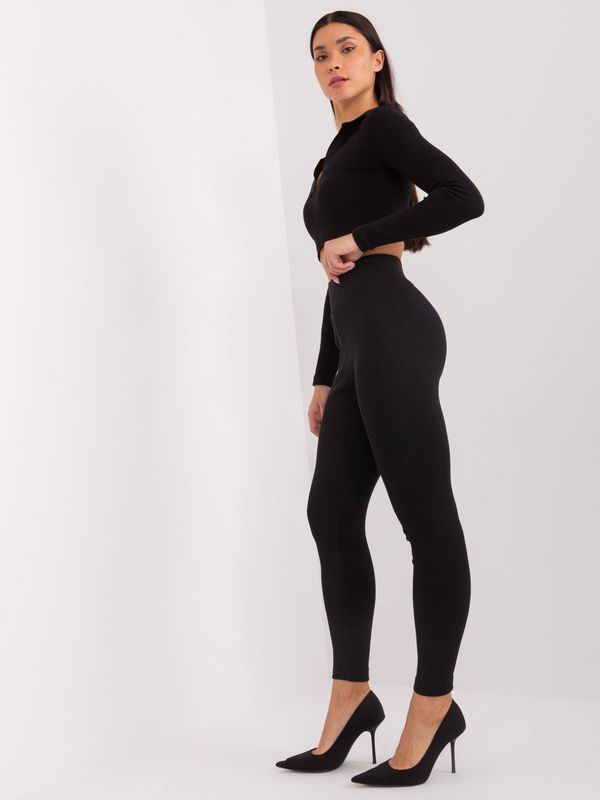 Fashionhunters Black basic leggings with high waist RUE PARIS